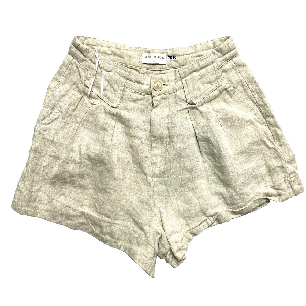 Aulieude Shorts Womens 6 Tan Linen Lightweight Bohemian
